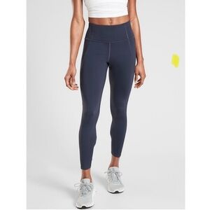 Athleta Lightning 7/8 Tight - Medium - navy blue gym running active high rise